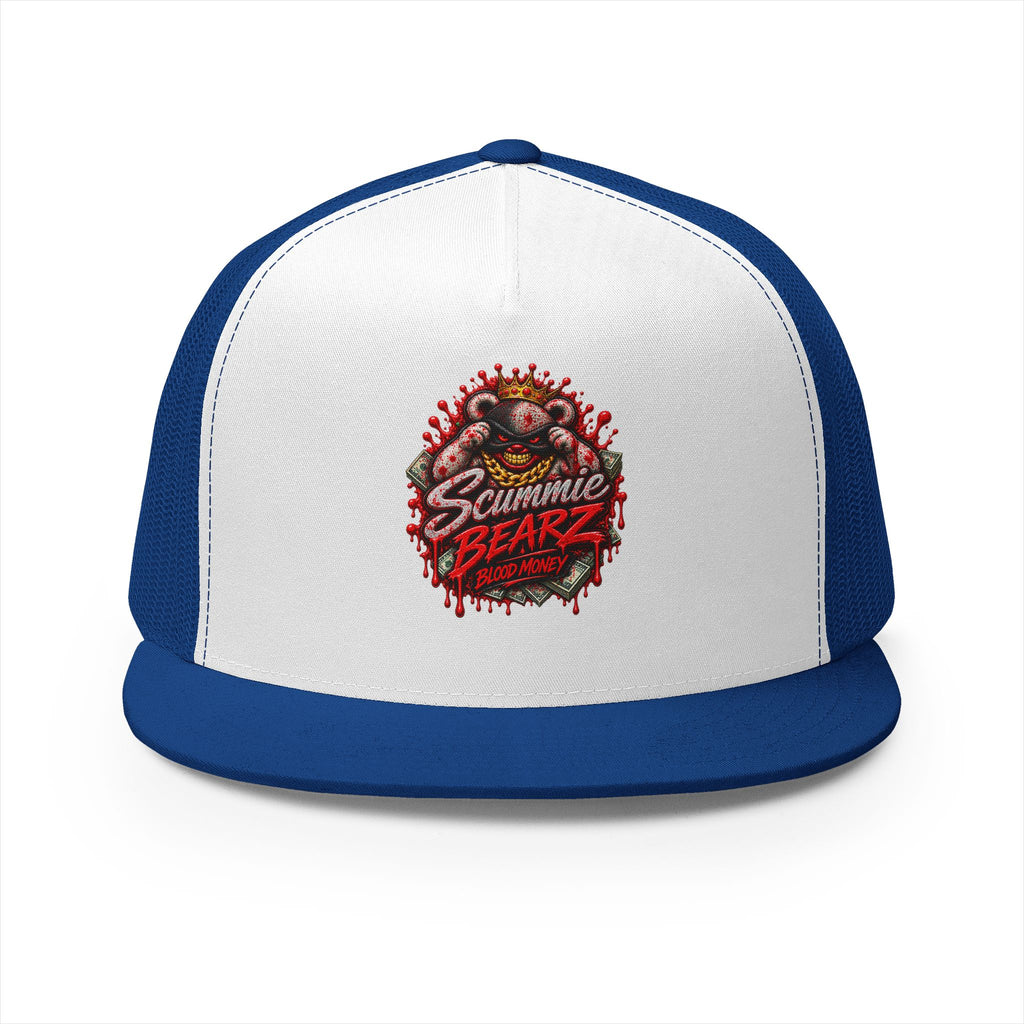 5 Panel Trucker Cap-	RED BLOOD MONEY MASK LOGO-SCUMMIEBEARZ™
