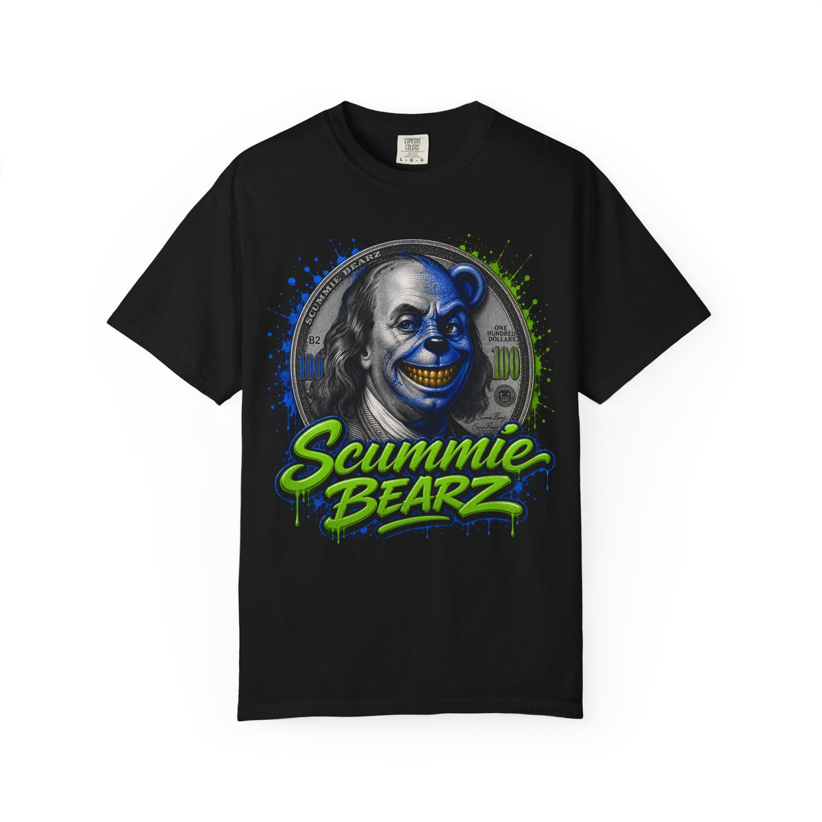 Unisex Garment-Dyed T-SHIRT- PAPER CHASER MONEY HUNGRY/SB LOGO-SCUMMIEBEARZ ™