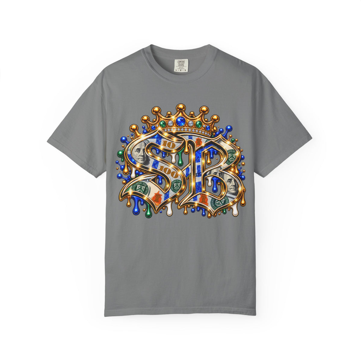 Unisex Garment-Dyed T-SHIRT-BLUE MONEY GLOCK/SB LOGO-SCUMMIEBEARZ™