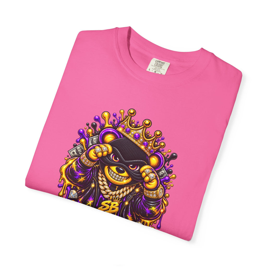 Unisex Garment-Dyed T-shirt-PURPLE&G9D CROWN MASK LOGO TRAP HOUSE MEET-SCUMMINGBEARZ™
