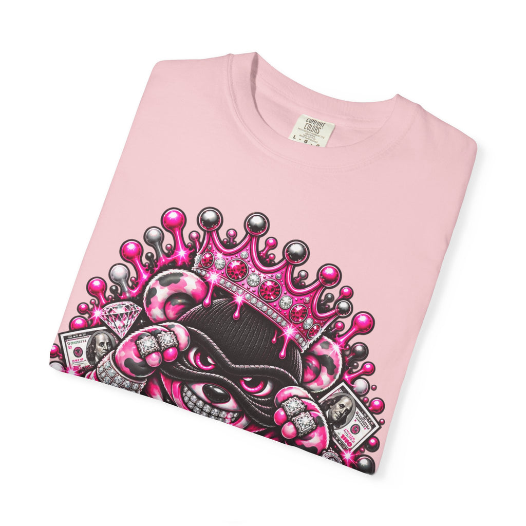 Unisex Garment-Dyed T-shirt-PINK CROWN MASK LOGO GLOCK -SCUMMIEBEARZ™
