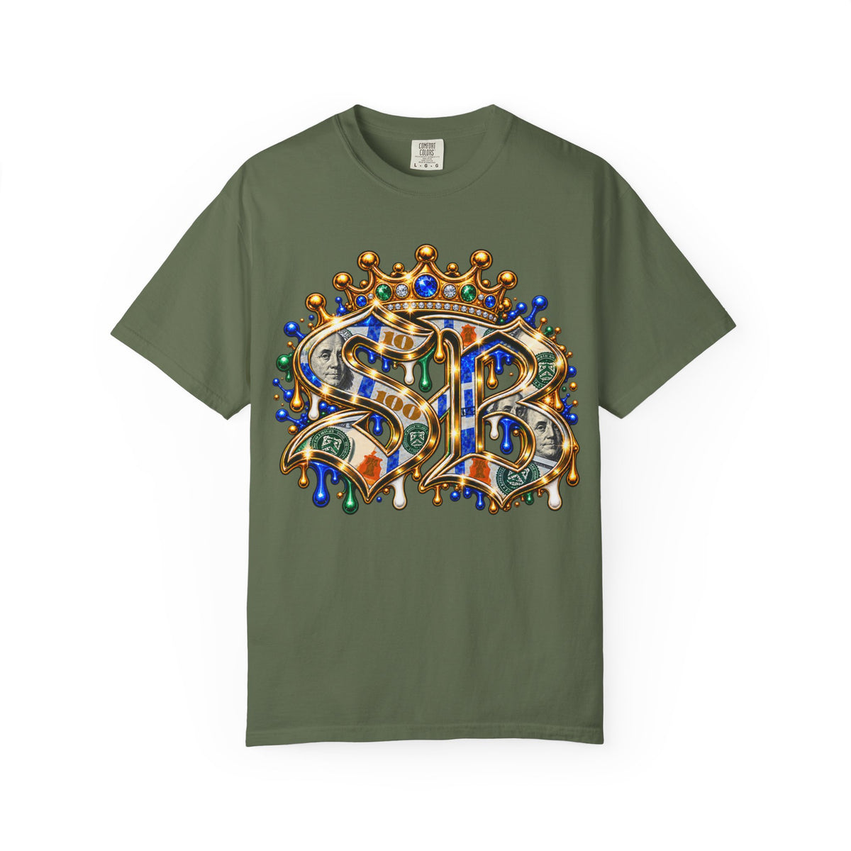Unisex Garment-Dyed T-SHIRT-BLUE MONEY GLOCK/SB LOGO-SCUMMIEBEARZ™