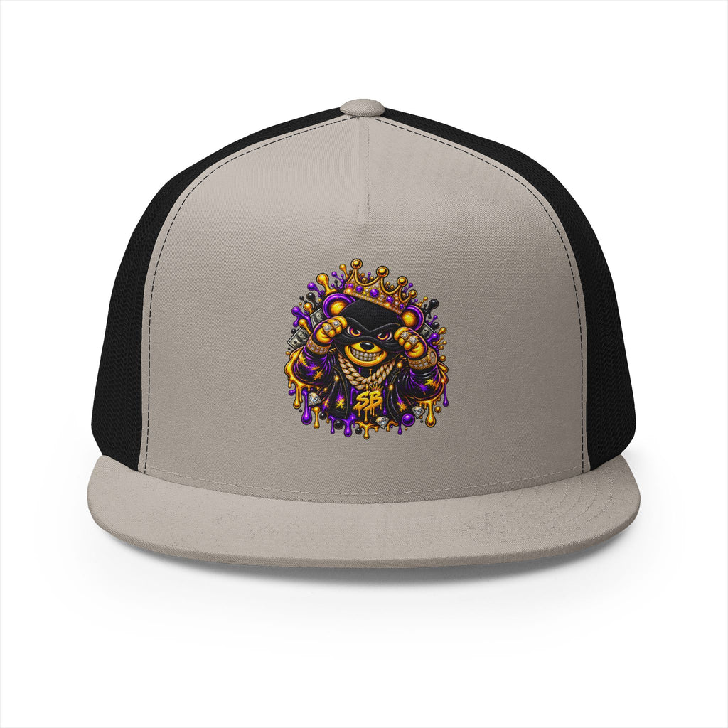5 Panel Trucker Cap-PURPLE/GOLD SB MASK LOGO-SCUMMIEBEARZ™