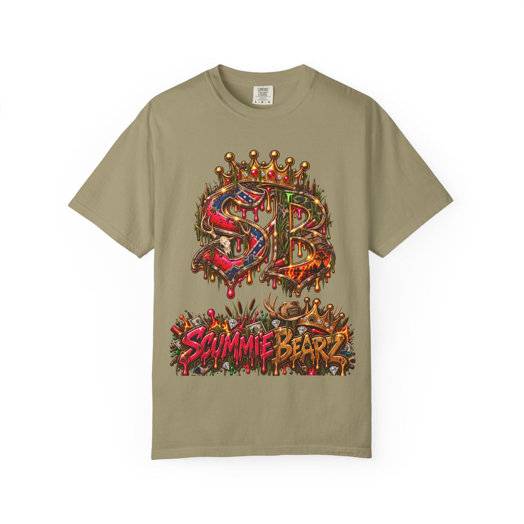 Unisex Garment-Dyed T-shirt--HILLBILLY DEAD OR RICH/SB CROWN LOGO-SCUMMIEBEARZ™️