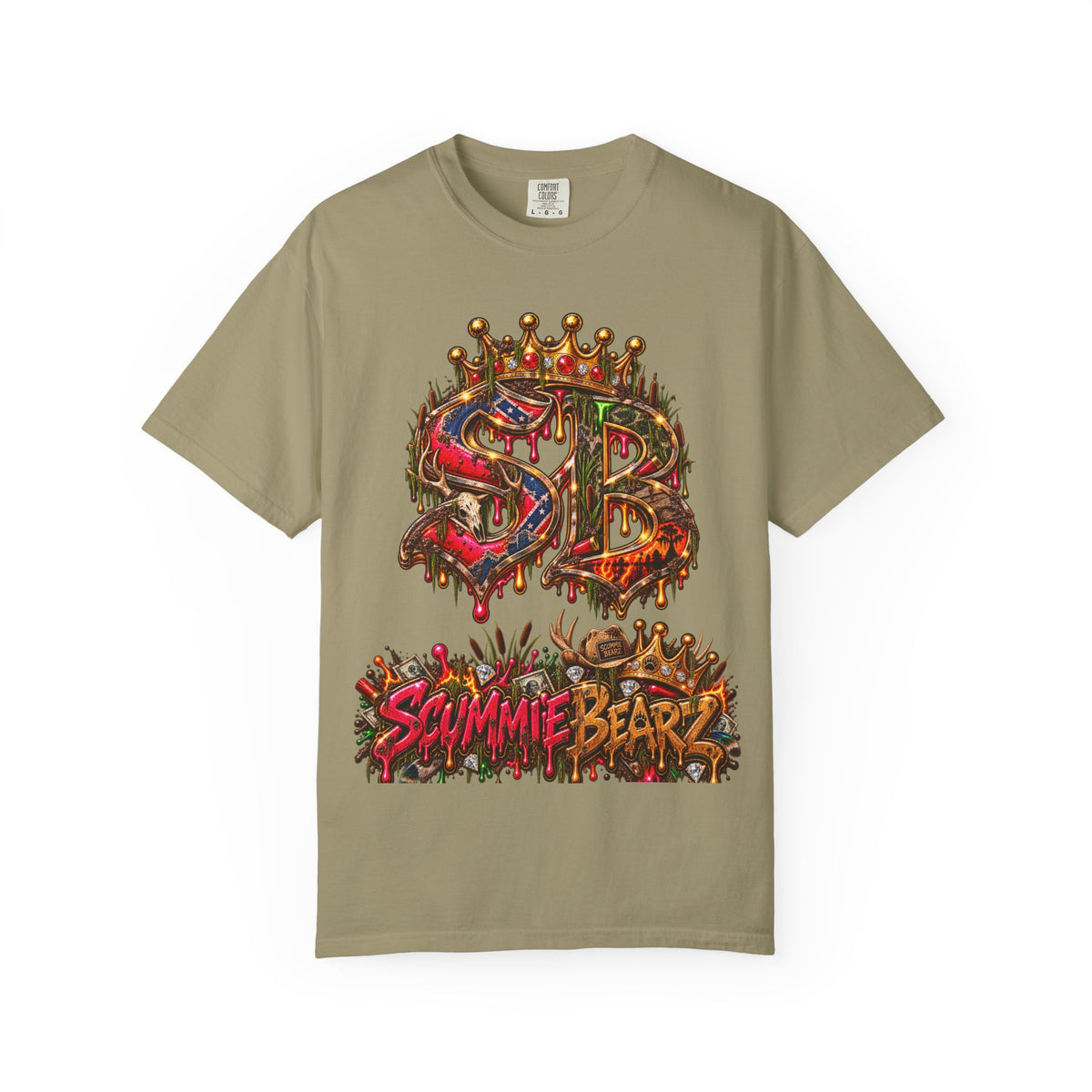 Unisex Garment-Dyed T-shirt--HILLBILLY DEAD OR RICH/SB CROWN LOGO-SCUMMIEBEARZ™️