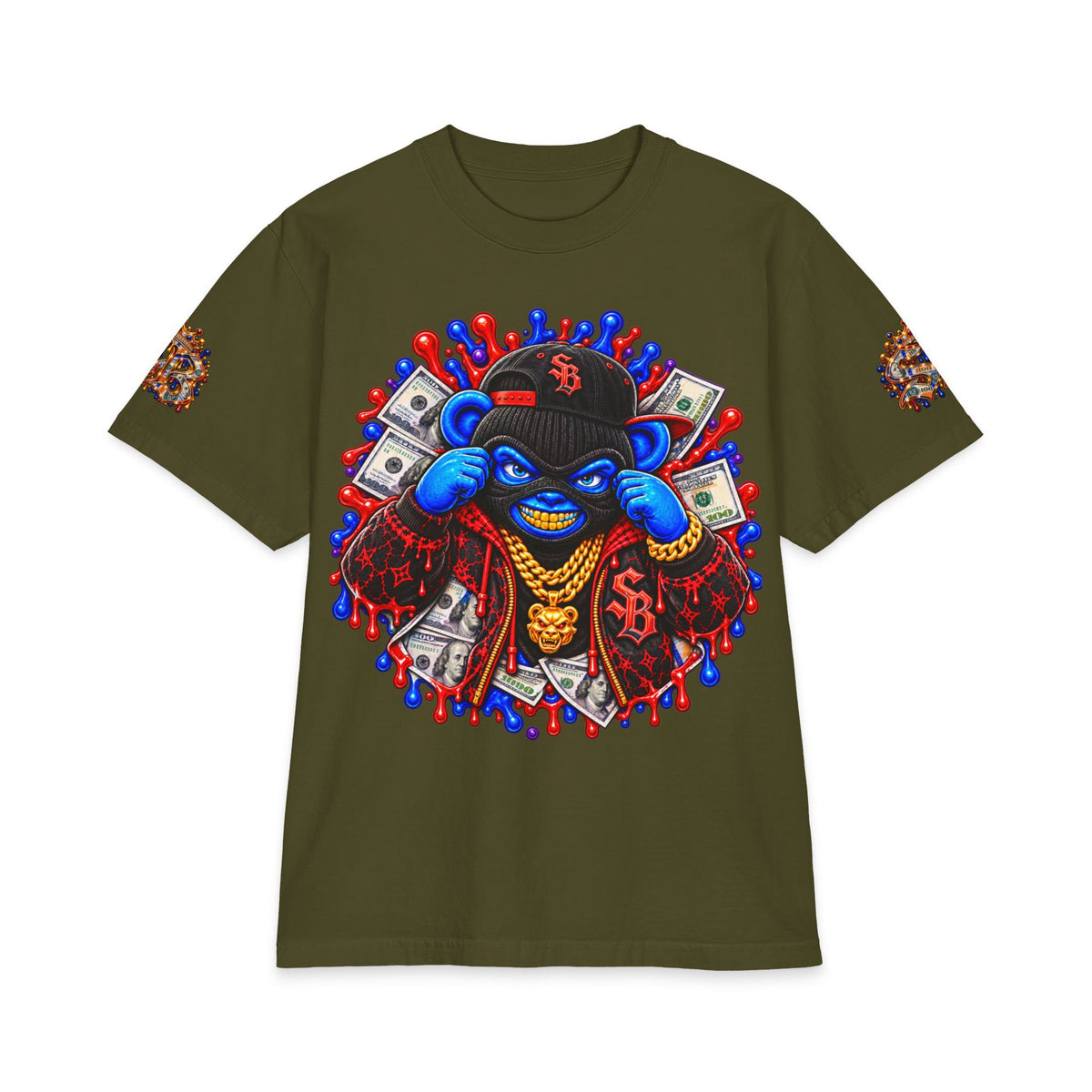 Get Served Red/Blue Remix | SCUMMIEBEARZ™ Shaka Wear Heavyweight Tee
