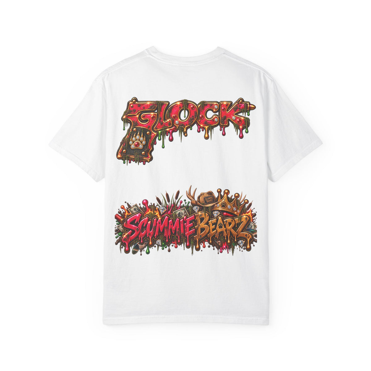 Unisex Garment-Dyed T-SHIRT-HILLBILLY GLOCK/SB CROWN LOGO-SCUMMIEBEARZ™