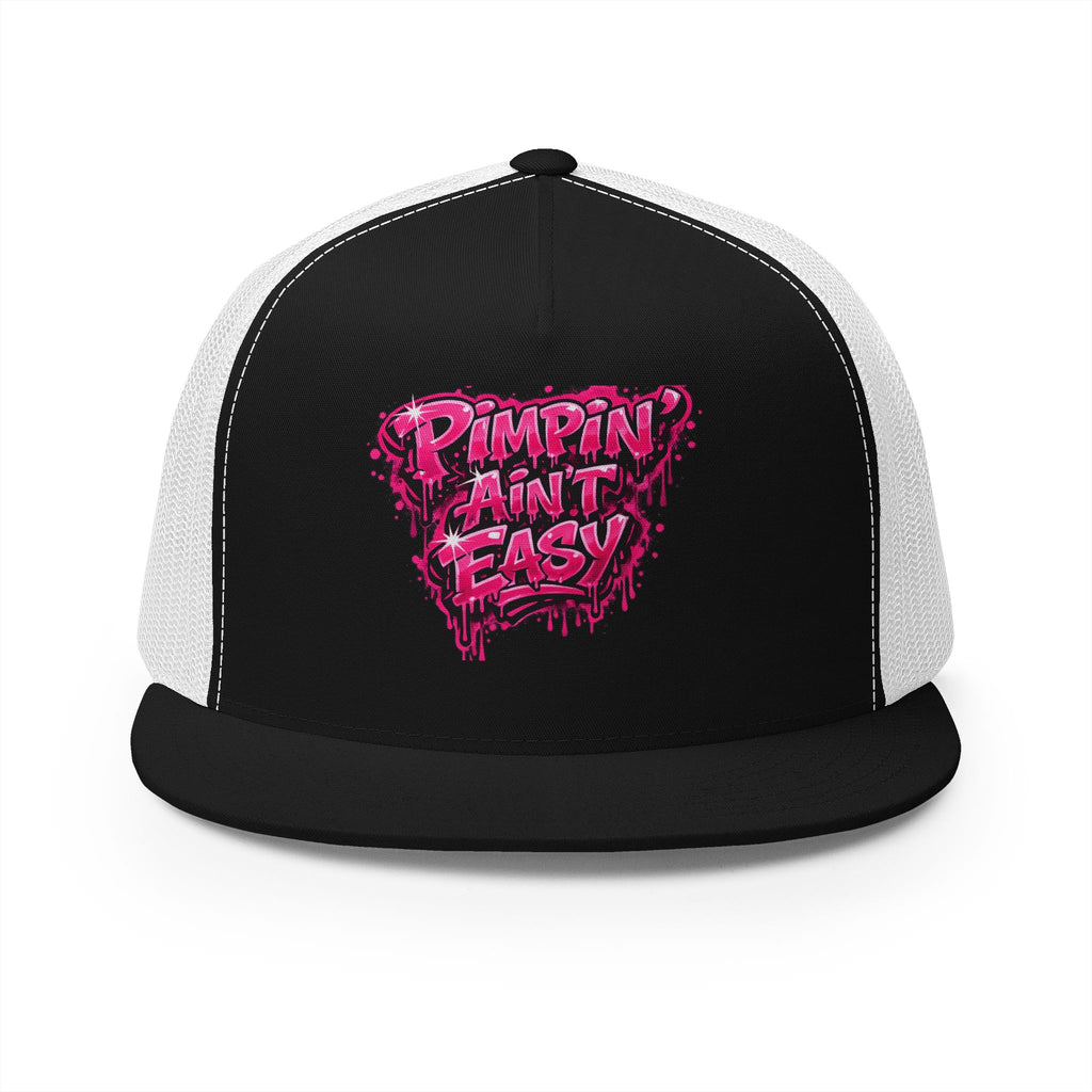 5 Panel Trucker Cap-PINK PIMPIN AINT EASY -SCUMMIEBEARZ™