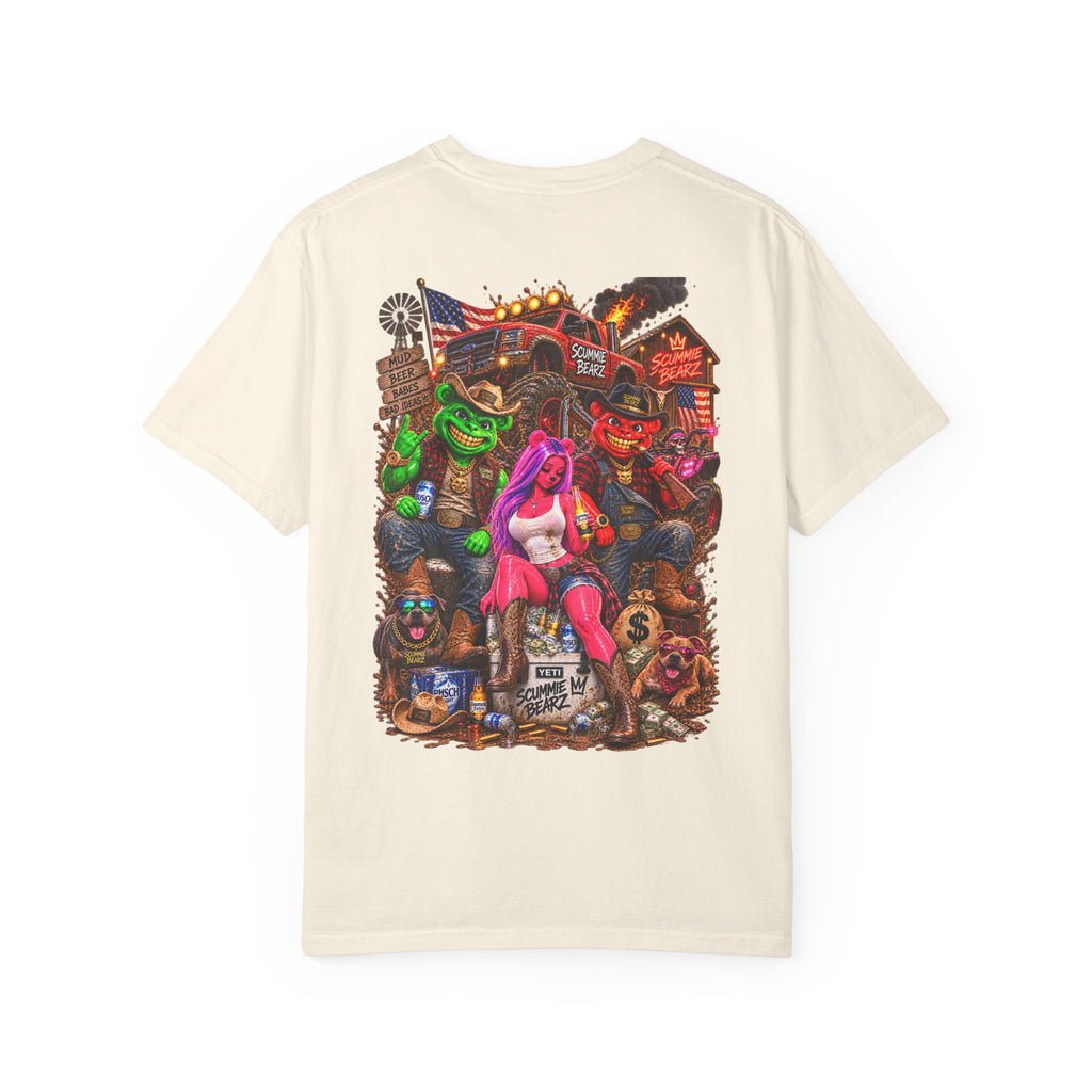 Unisex Garment-Dyed T-shirt-HILLBILLY CROWN SB LOGO HILLBILLY -SCUMMIEBEARZ™