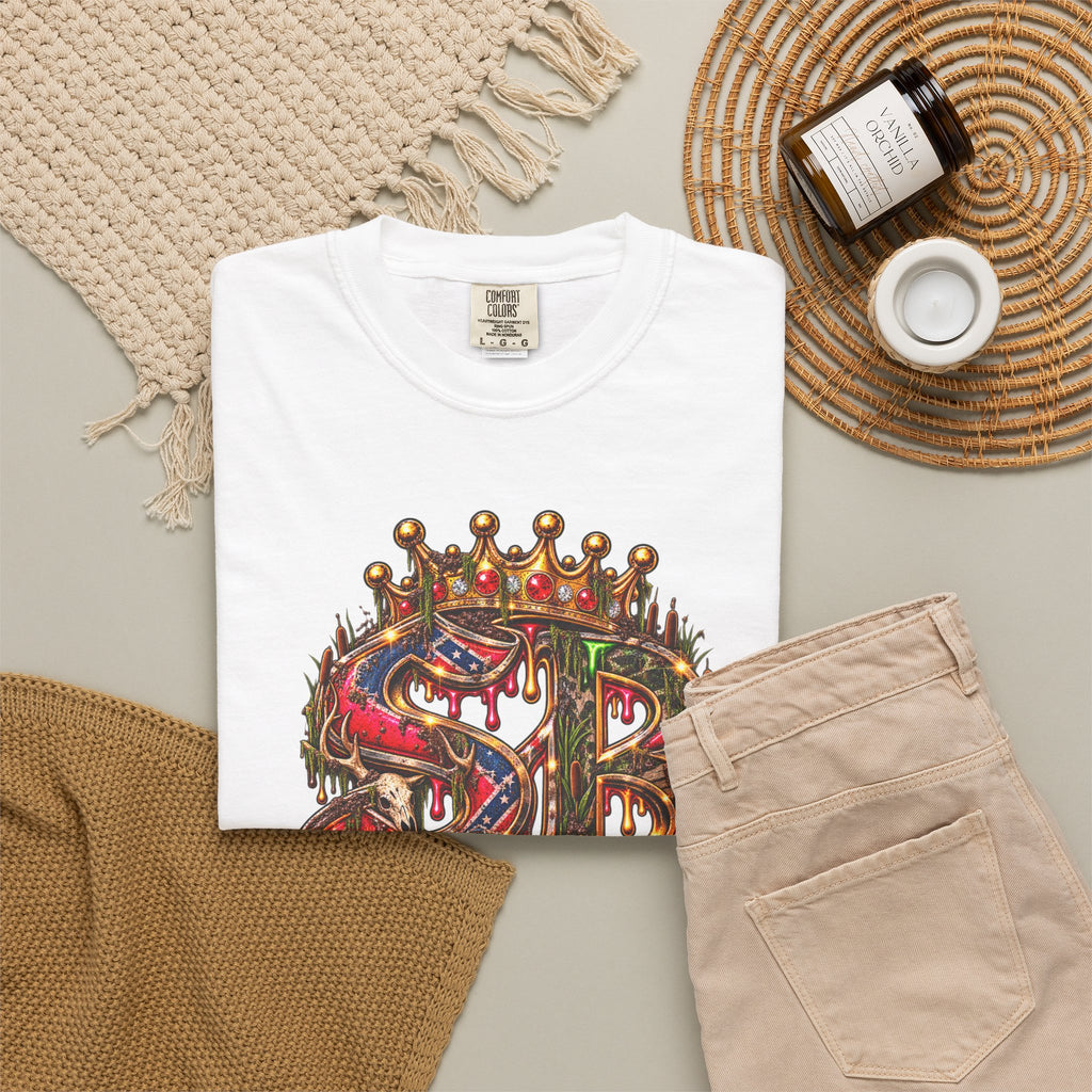 Unisex Garment-Dyed T-shirt-HILLBILLY CROWN SB LOGO HILLBILLY -SCUMMIEBEARZ™