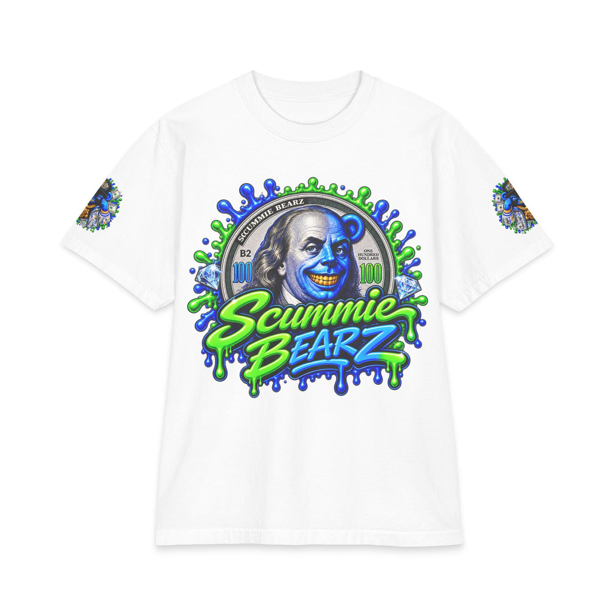 Hustle Mode, Green Remix | SCUMMIEBEARZ™ Shaka Wear Heavyweight Tee