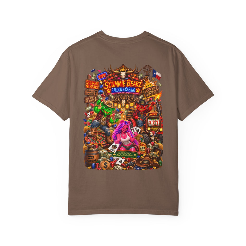 Unisex Garment-Dyed T-shirt-HILLBILLY CROWN SB LOGO HILLBILLY CASINO -SCUMMIEBEARZ™