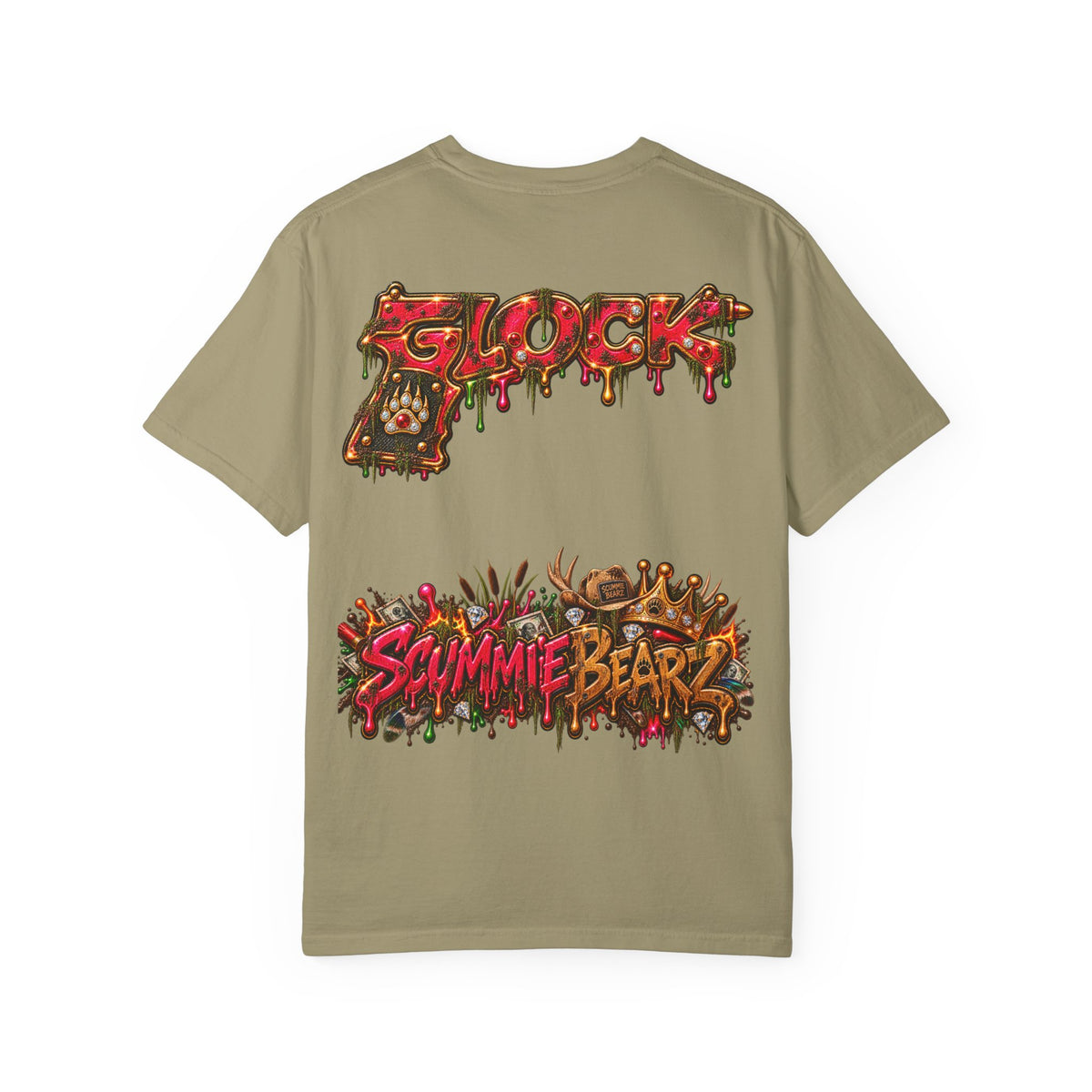 Unisex Garment-Dyed T-shirt-HILLBILLY cROWN MASK/GLOCK LOGO-SCUMMIEBEARZ™️