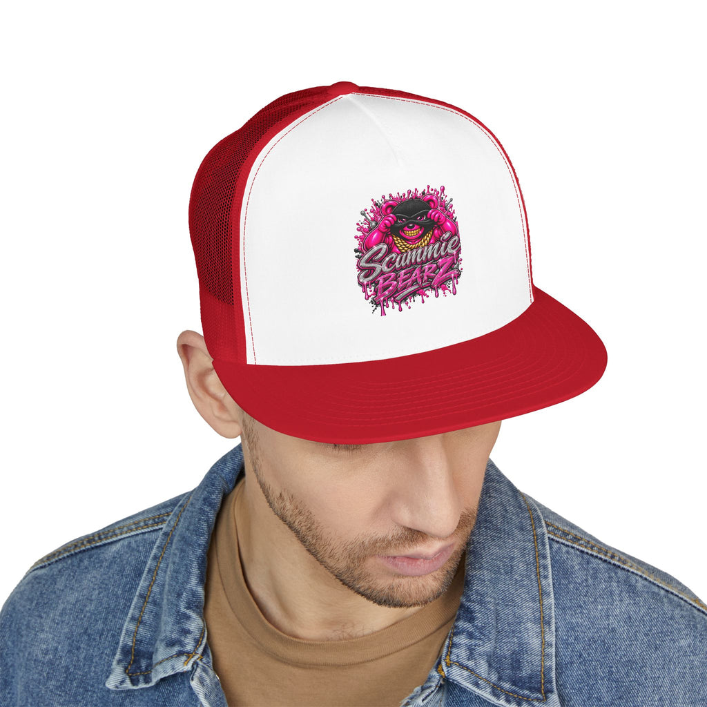 5 Panel Trucker Cap- PINK/SILVER MASK LOGO-SCUMMIEBEARZ™