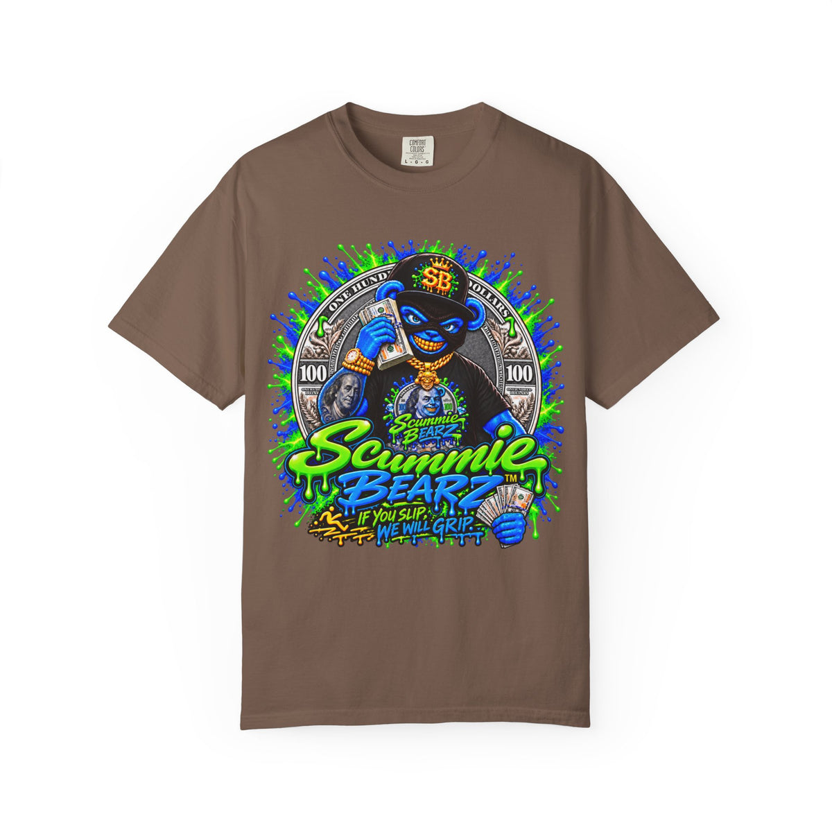 Unisex Garment-Dyed T-shirt-THAT MONEY💵KEEP CALLING📞ME MASK LOGO-SCUMMIEBEARZ™️