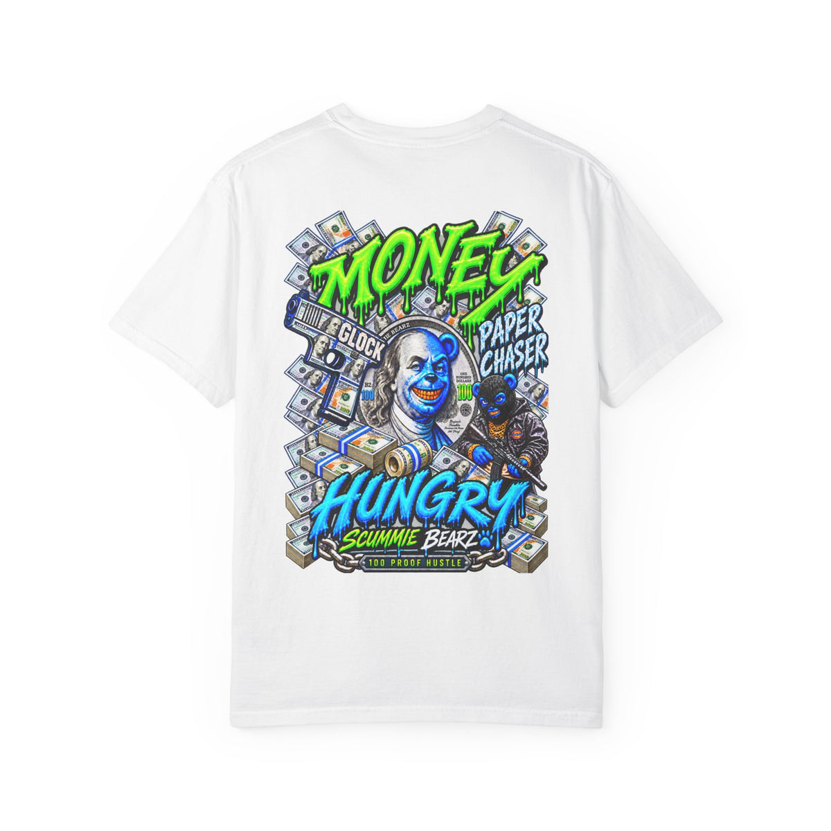 Unisex Garment-Dyed T-SHIRT-MONEY HUNGRY/SB LOGO-SCUMMIEBEARZ™