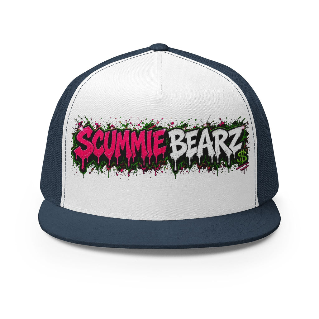 5 Panel Trucker Cap-PINK/SILVER SCUMMIEBEARZ LOGO-SCUMMIEBEARZ™