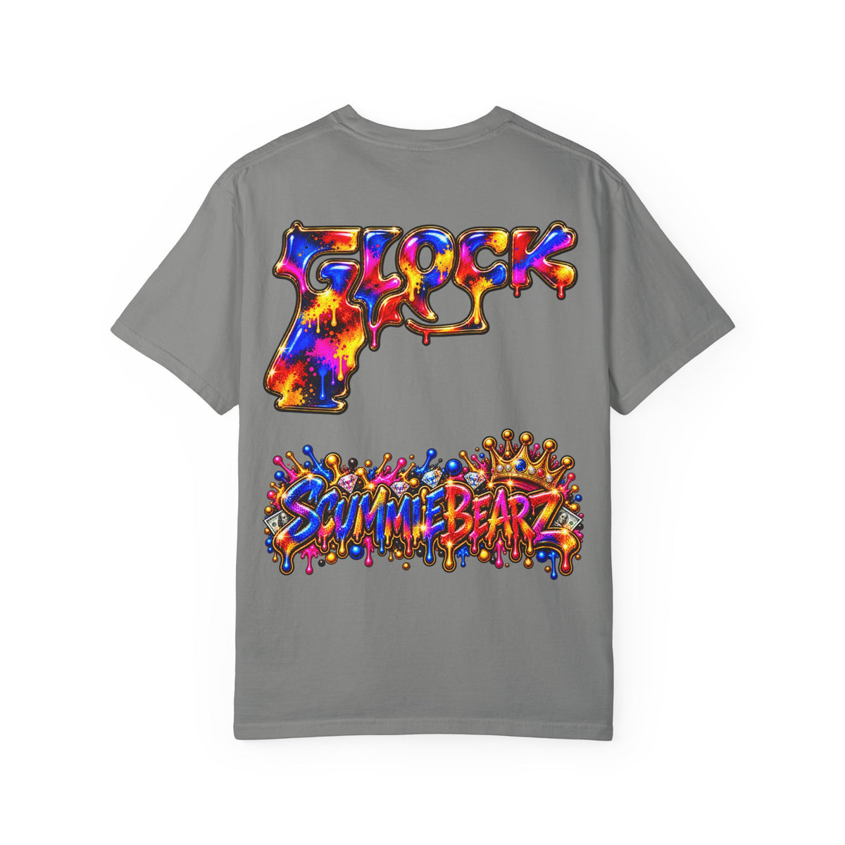 Unisex Garment-Dyed T-shirt-MULTI COLOR CROWN MASK LOGO GLOCK -SCUMMIEBEARZ™