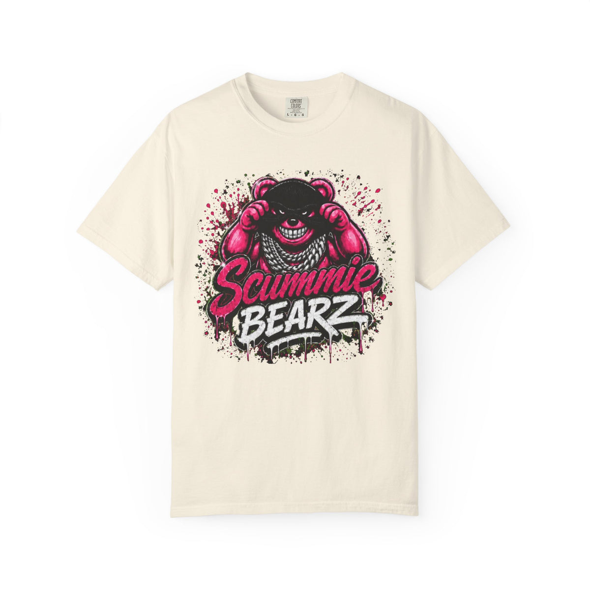 Unisex Garment-Dyed T-shirt-PINK MASK LOGO& IF YOU SLIP SHE WILL GRIP-SCUMMIEBEARZ™