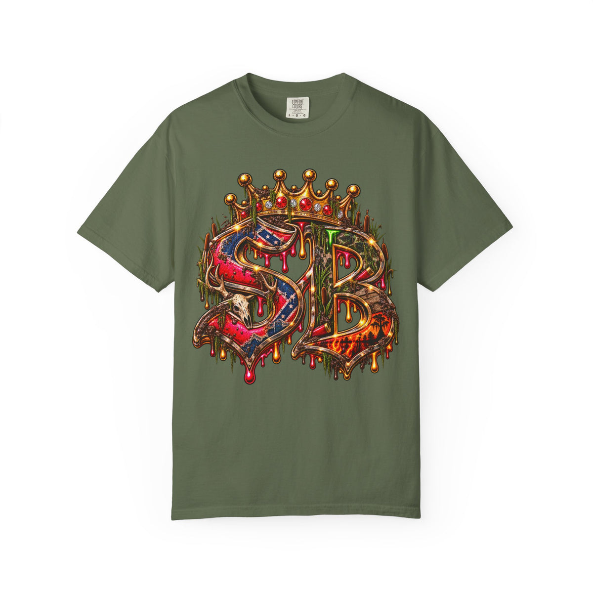 Unisex Garment-Dyed T-SHIRT-HILLBILLY GLOCK/SB CROWN LOGO-SCUMMIEBEARZ™