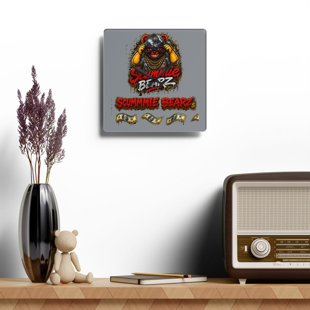Acrylic Wall Clock-Money SCUMMIEBEARZ Logo