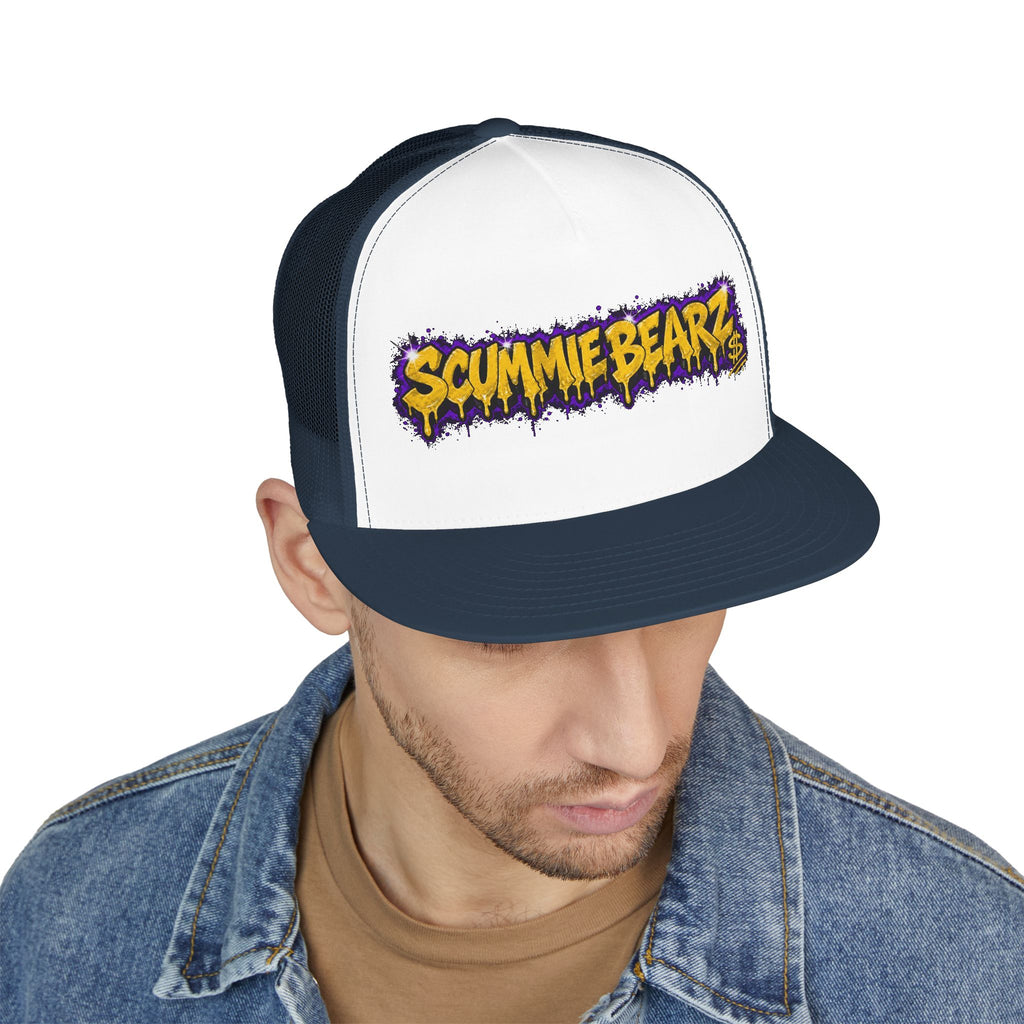 5 Panel Trucker Cap-GOLD/PURPLE SCUMMIEBEARZ LOGO-SCUMMIEBEARZ™