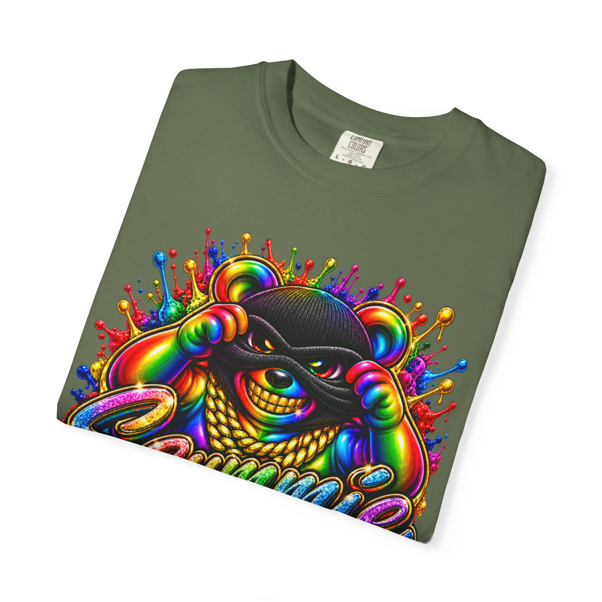 Unisex Garment-Dyed T-shirt-RAINBOW MASK LOGO GLOCK SB CROWN LOGO-SCUMMIEBEARZ™