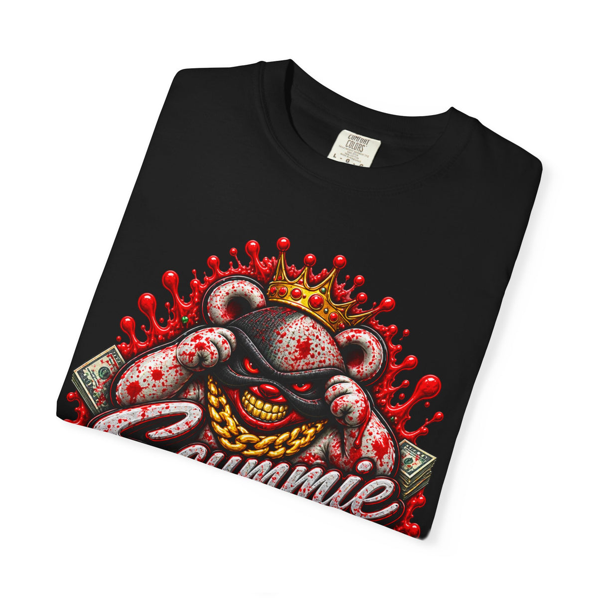 Unisex Garment-Dyed T-SHIRT-BLOOD MONEY GLOCK/MASK LOGO-SCUMMIEBEARZ™