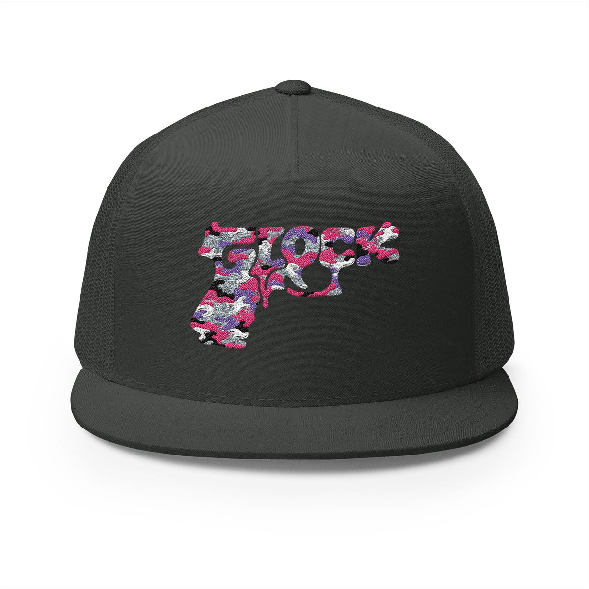 5 Panel Trucker Cap-PINK CAMOUFLAGE GLOCK LOGO-SCUMMIEBEARZ™️