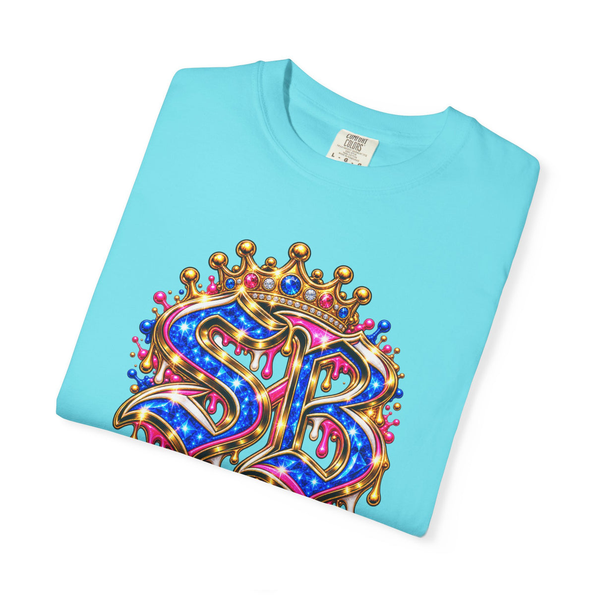 Unisex Garment-Dyed T-shirt-BLUE&PINK CROWN SB LOGO ARMED WITH FAITH-SCUMMIEBEARZ™