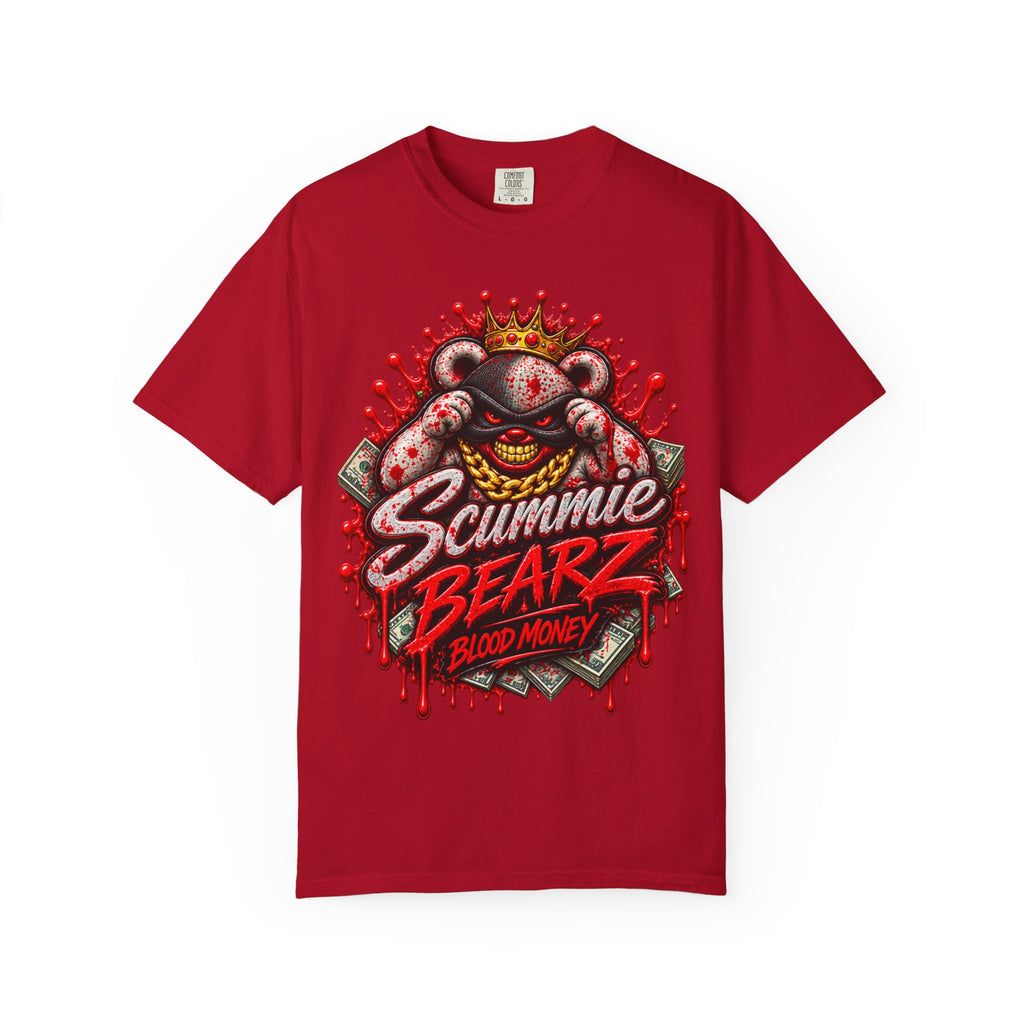 Unisex Garment-Dyed T-SHIRT-BLOOD MONEY GLOCK/MASK LOGO-SCUMMIEBEARZ™