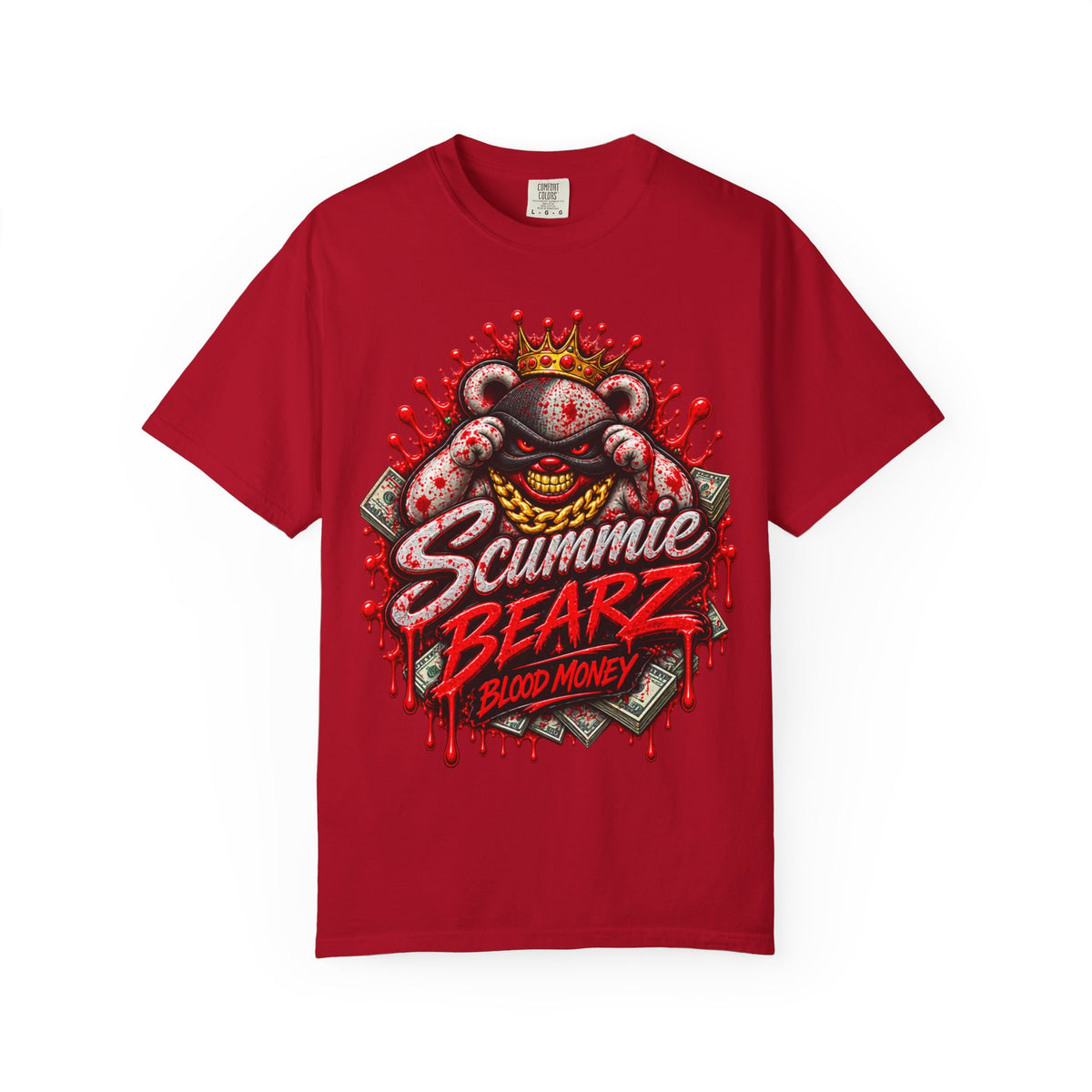 Unisex Garment-Dyed T-SHIRT-BLOOD MONEY GLOCK/MASK LOGO-SCUMMIEBEARZ™