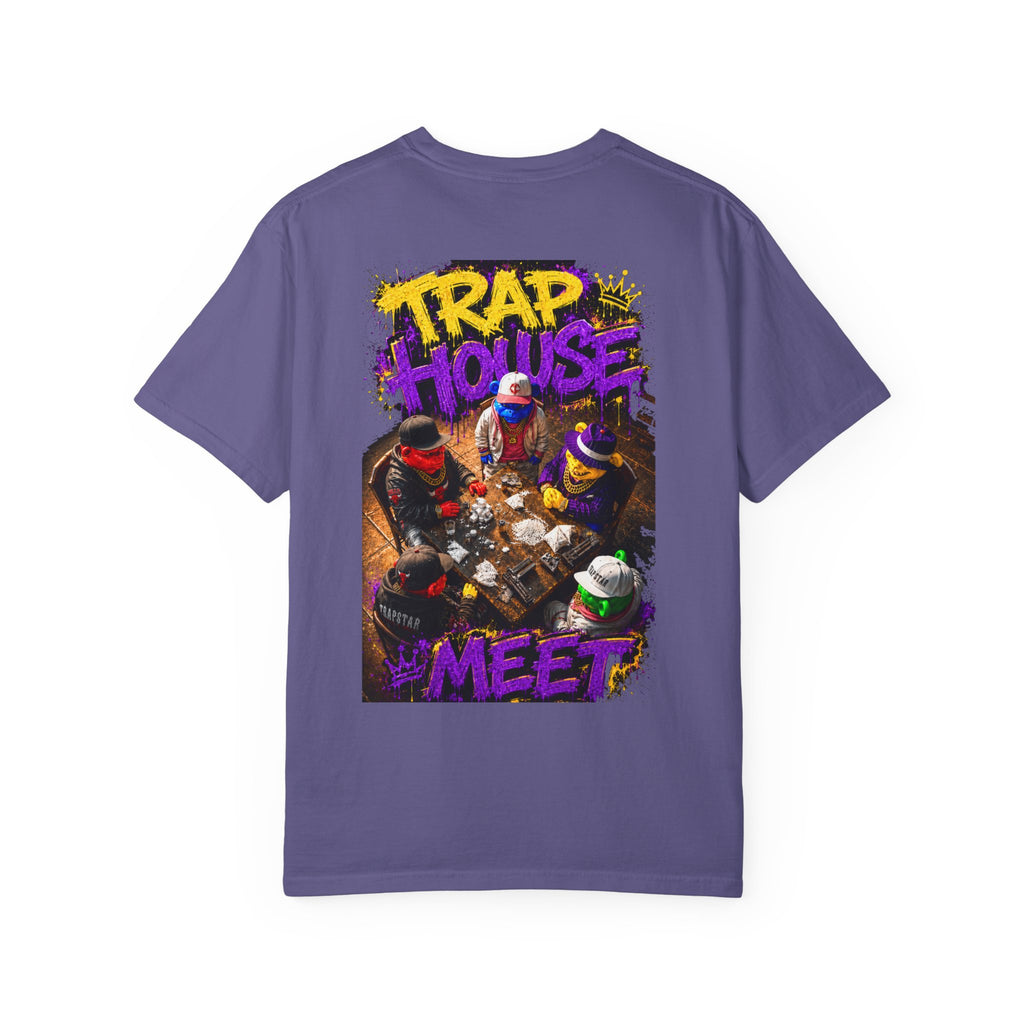 Unisex Garment-Dyed T-shirt-PURPLE&G9D CROWN MASK LOGO TRAP HOUSE MEET-SCUMMINGBEARZ™