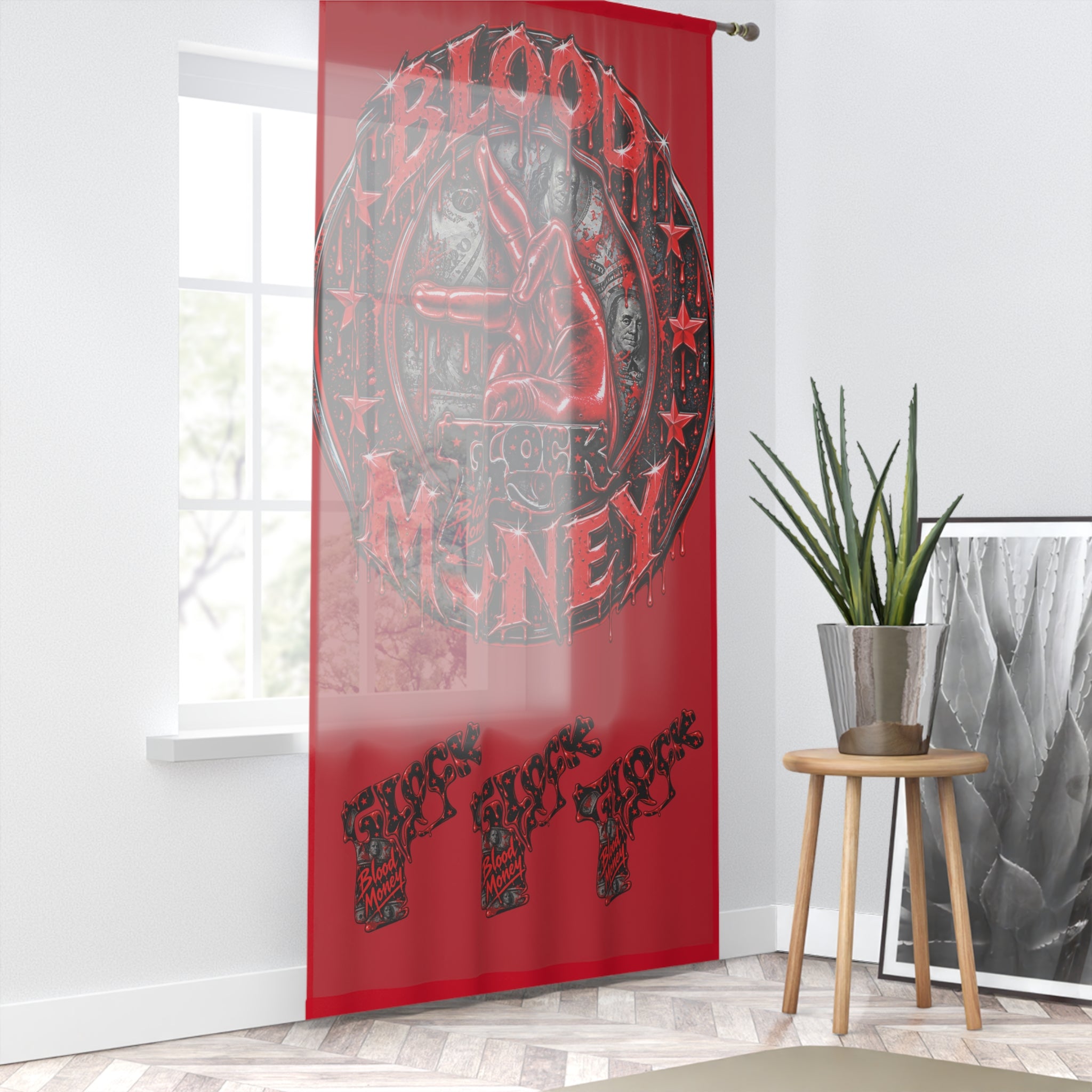 Window Curtain-Blood Money Red-SCUMMIEBEARZ™