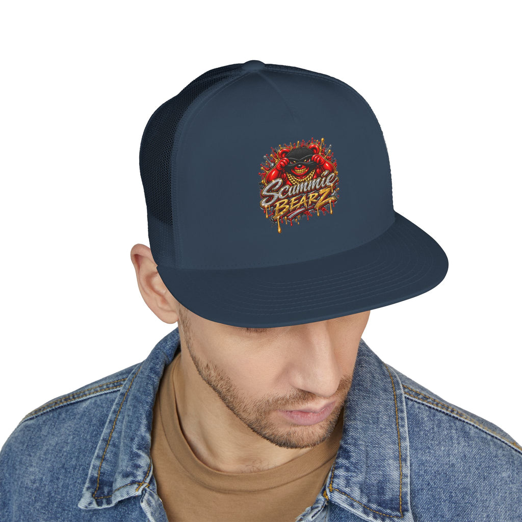5 Panel Trucker Cap-RED/GOLD MASK LOGO-SCUMMIEBEARZ™