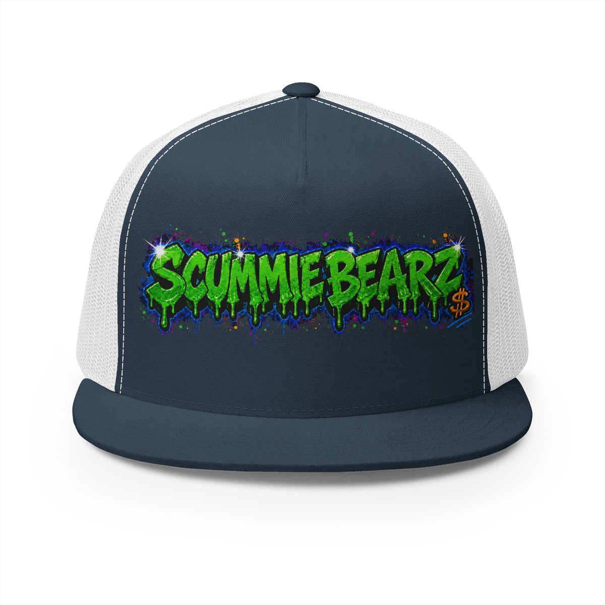 5 Panel Trucker Cap-GREEN/BLUE SCUMMIEBEARZ LOGO-SCUMMIEBEARZ™