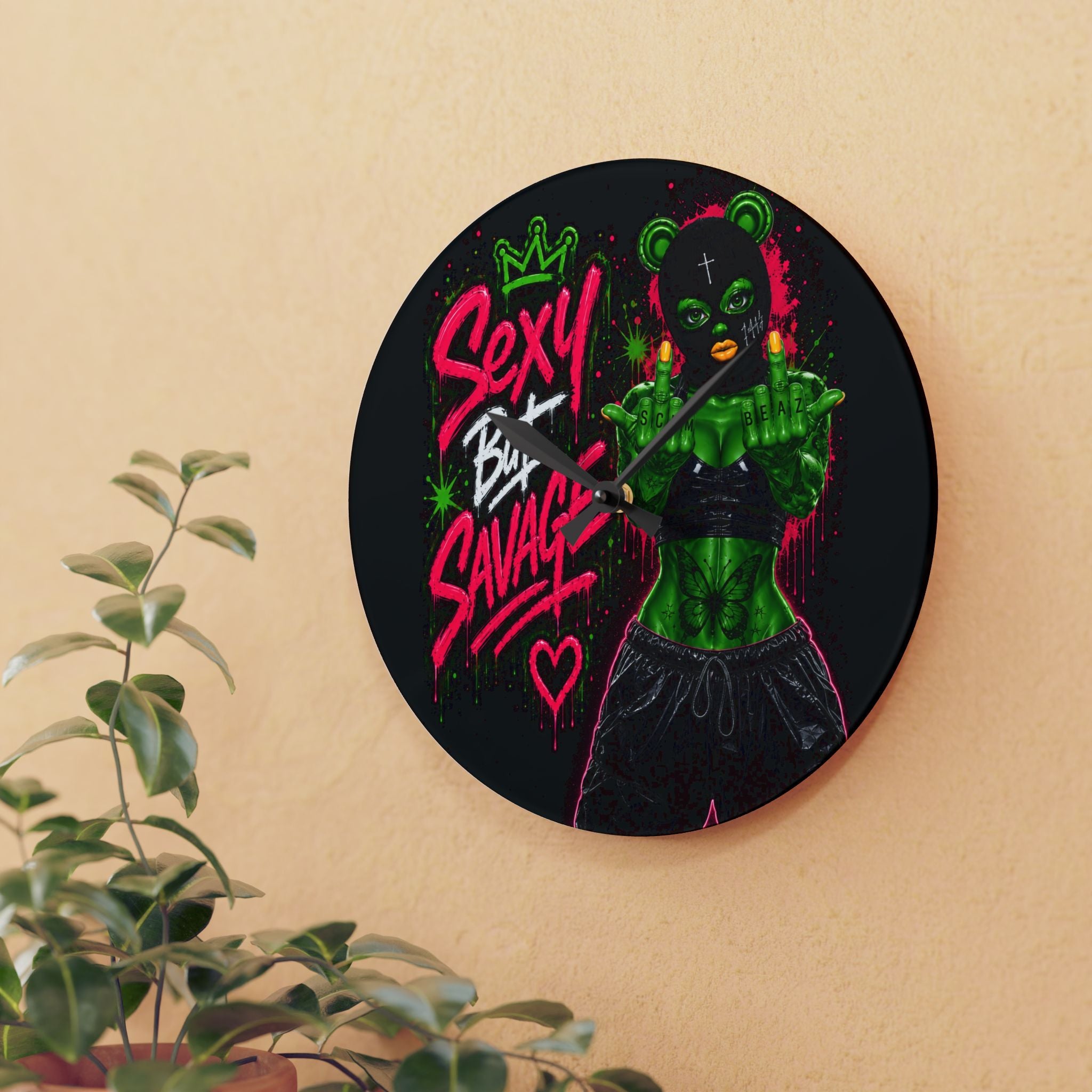 Acrylic Wall Clock-Sexy But Savage Green Remix