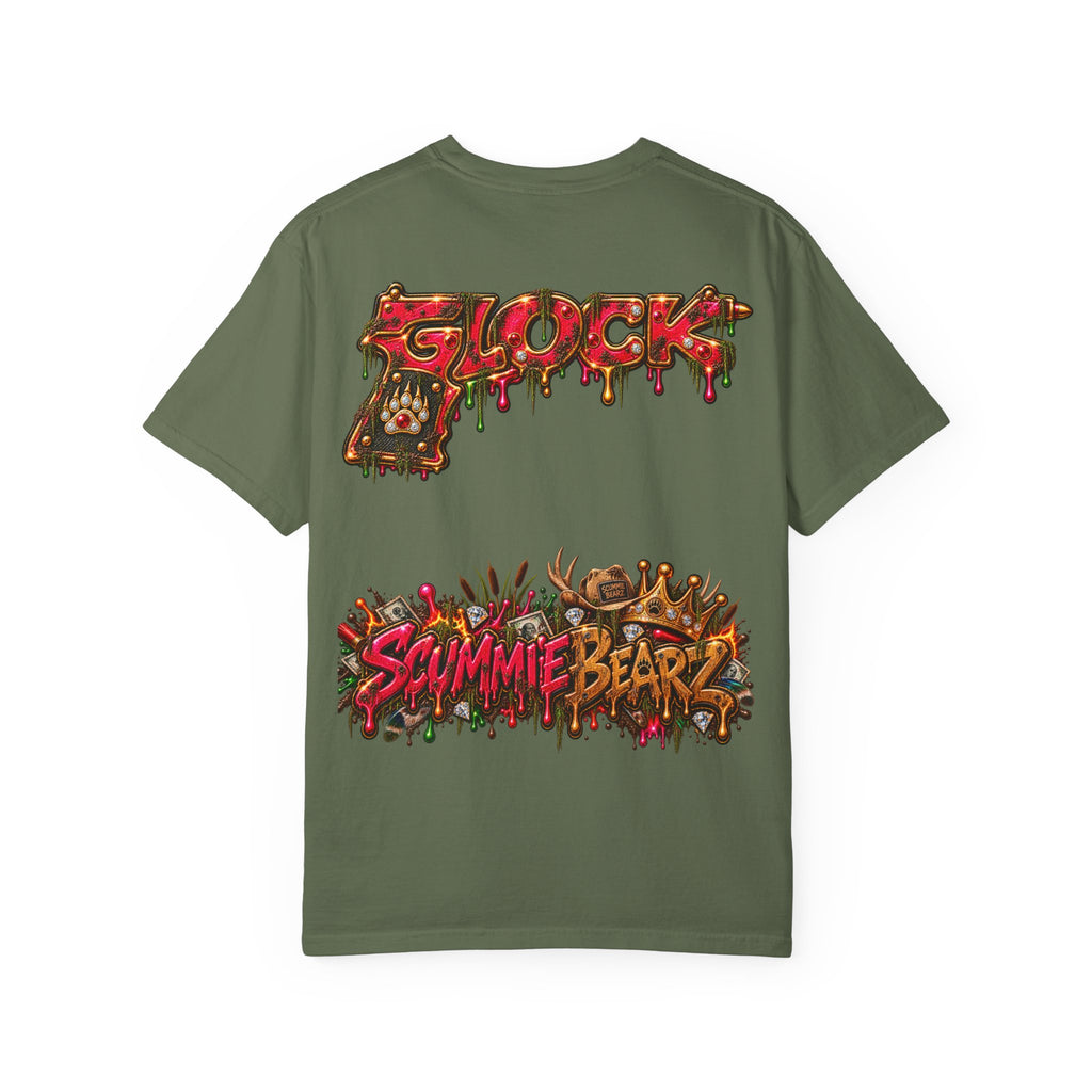 Unisex Garment-Dyed T-shirt-HILLBILLY cROWN MASK/GLOCK LOGO-SCUMMIEBEARZ™️