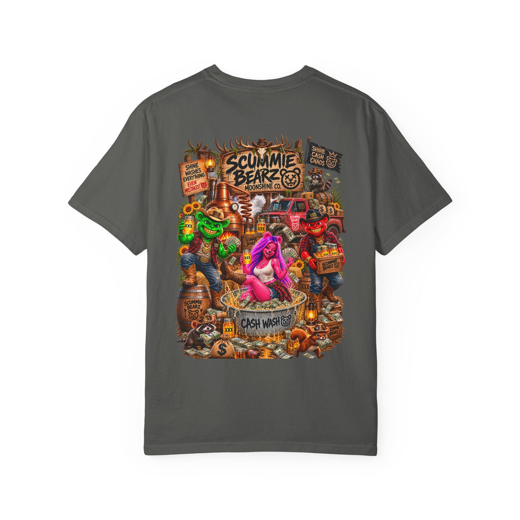 Unisex Garment-Dyed T-shirt-HILBILLYSCUMMIEBEARZ MOONSHINE/CROWN SB LOGO -SCUMMIEBEARZ™