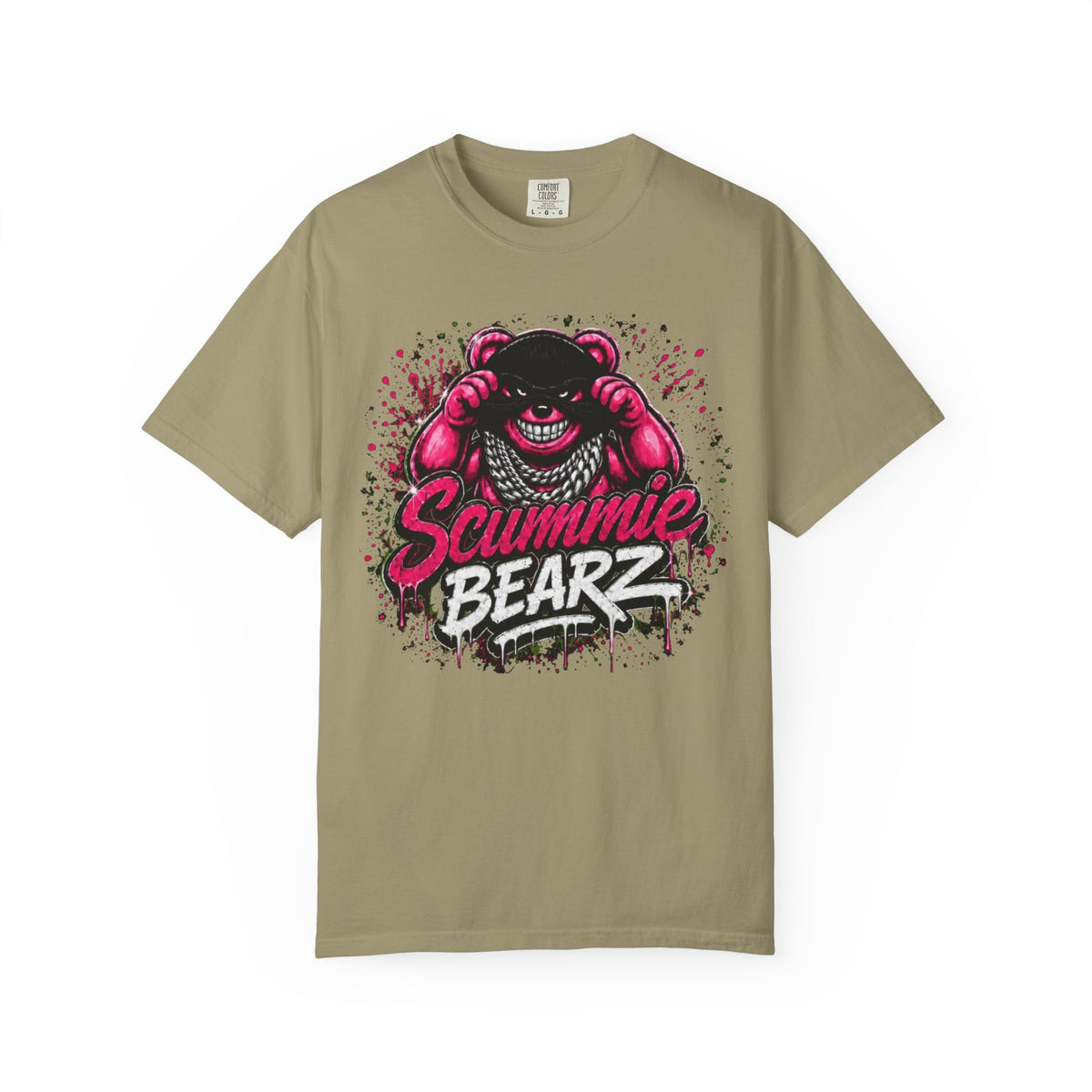 Unisex Garment-Dyed T-shirt-PINK MASK LOGO& IF YOU SLIP SHE WILL GRIP-SCUMMIEBEARZ™