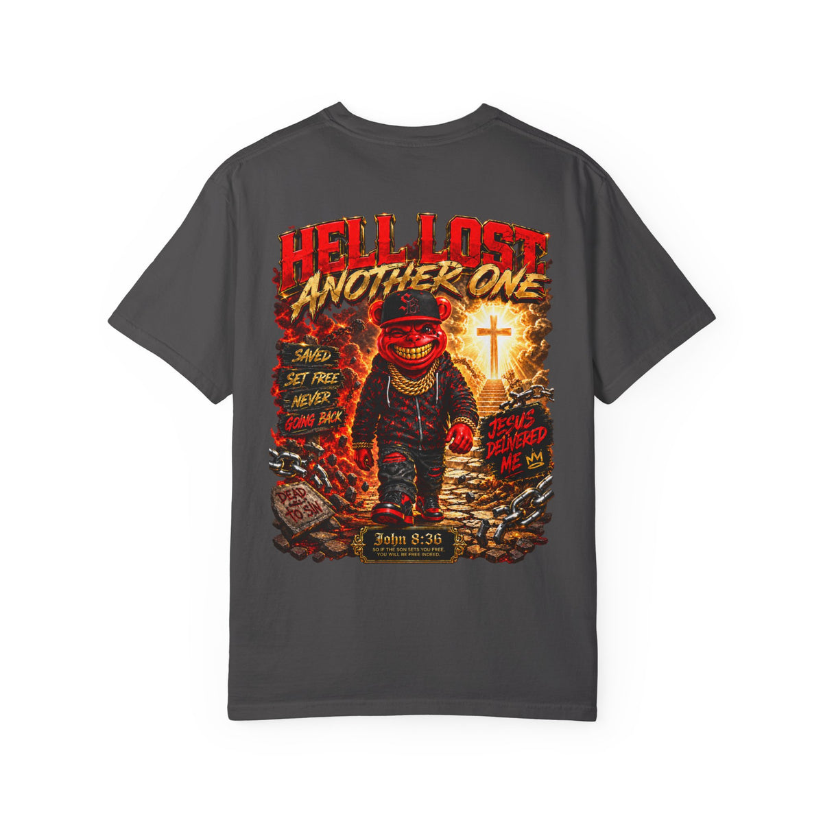 Unisex Garment-Dyed T-shirt-HELL LOST ANOTHER ONE/MASK LOGO-SCUMMIEBEARZ™