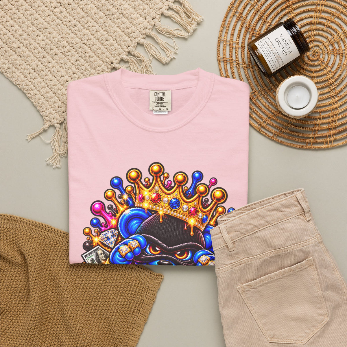 Unisex Garment-Dyed T-shirt-MULTI COLOR CROWN MASK LOGO GLOCK -SCUMMIEBEARZ™
