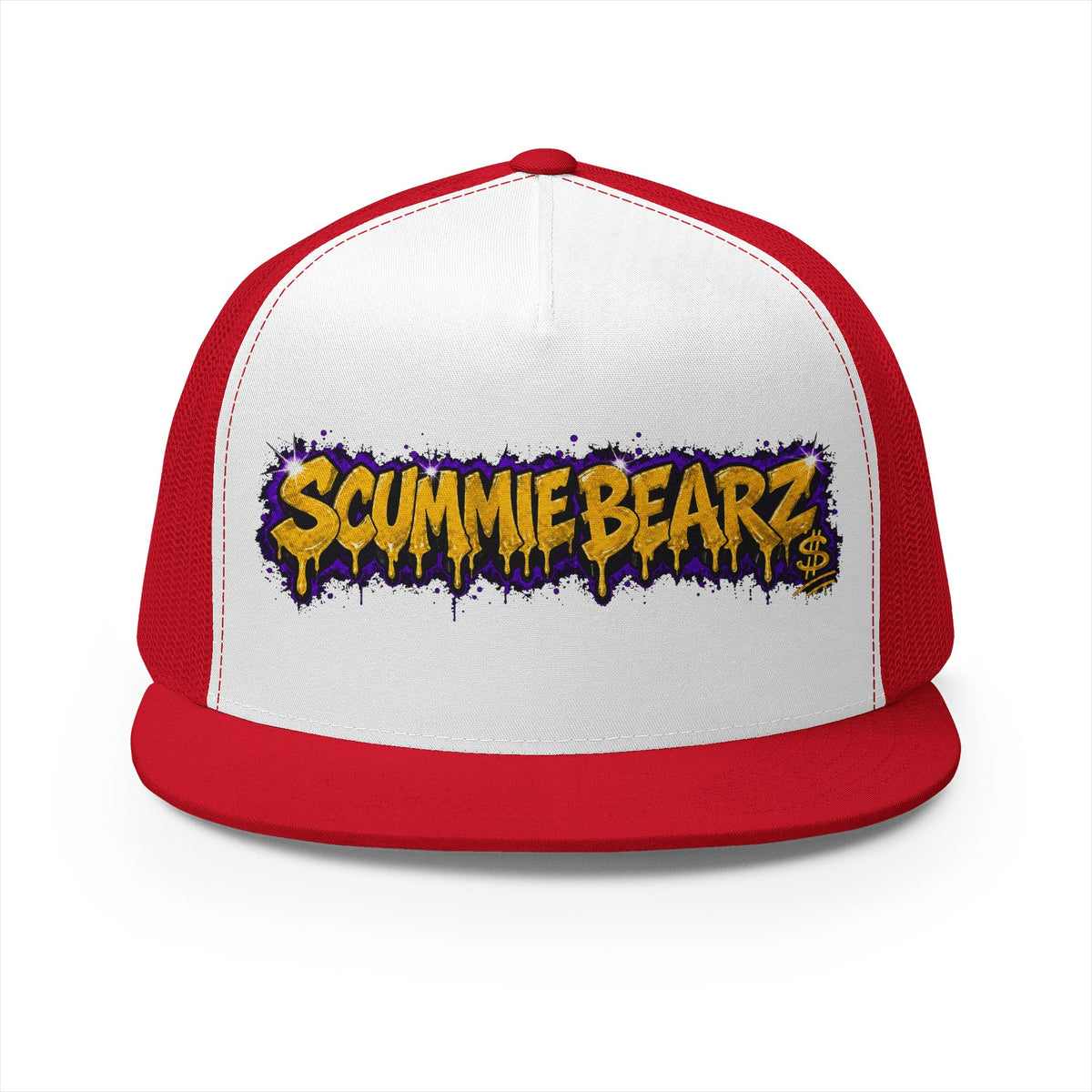 5 Panel Trucker Cap-GOLD/PURPLE SCUMMIEBEARZ LOGO-SCUMMIEBEARZ™