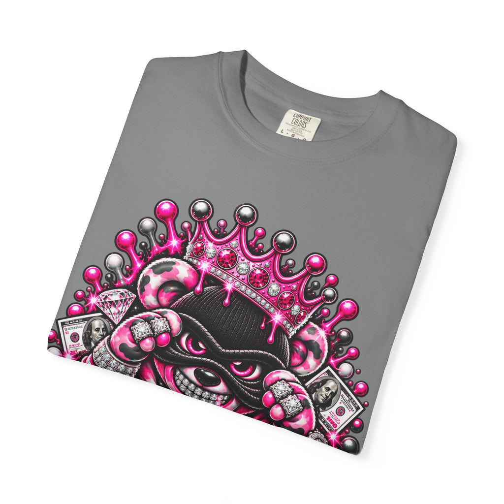 Unisex Garment-Dyed T-shirt-PINK CROWN MASK LOGO GLOCK -SCUMMIEBEARZ™