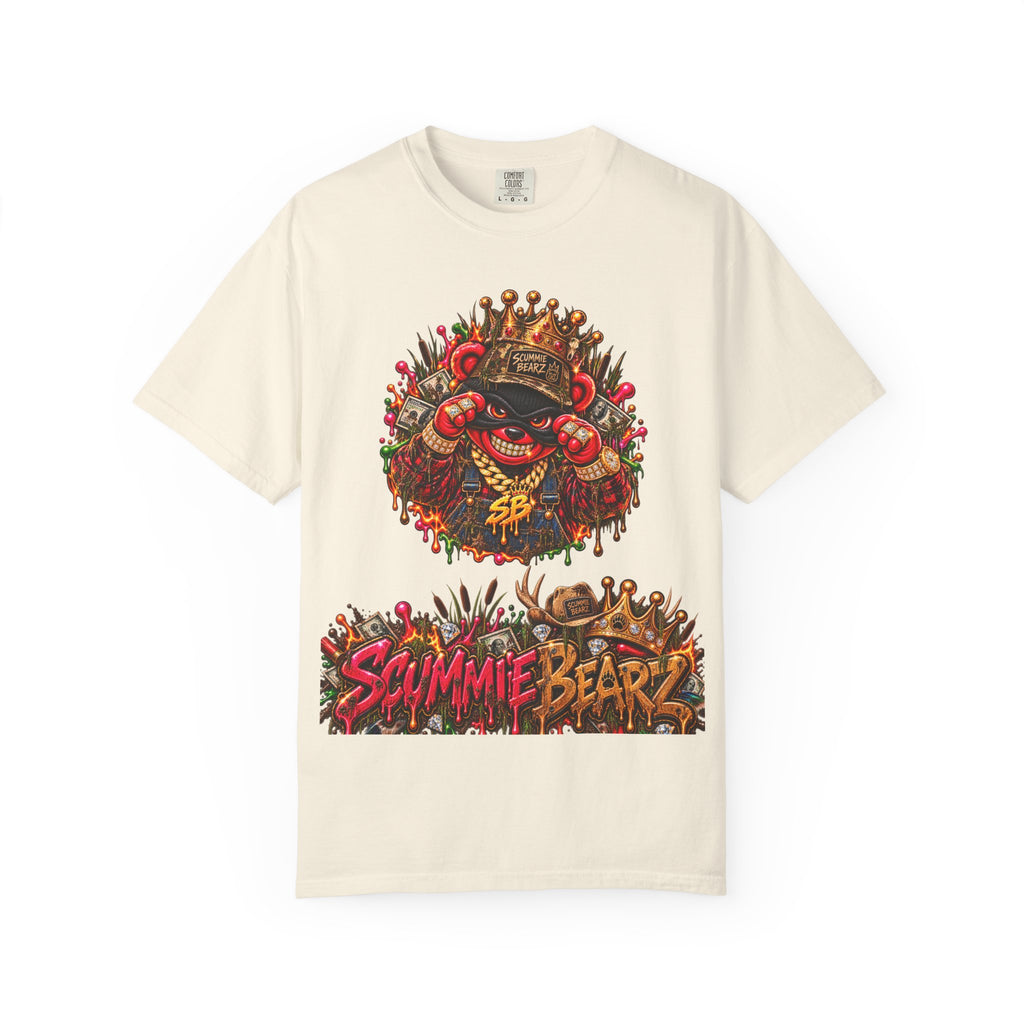 Unisex Garment-Dyed T-shirt--HILLBILLY WORLD TOUR/CROWN SB LOGO-SCUMMIEBEARZ™️