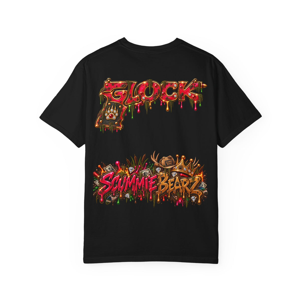 Unisex Garment-Dyed T-shirt-HILLBILLY cROWN MASK/GLOCK LOGO-SCUMMIEBEARZ™️
