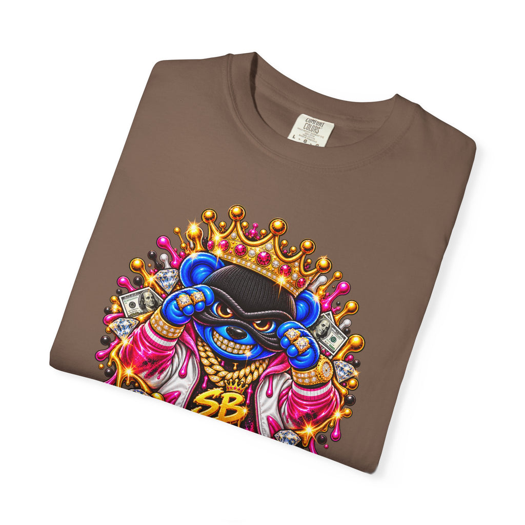Unisex Garment-Dyed T-shirt-BLUE&PINK CROWN MASK LOGO CHOSEN BY GOD-SCUMMINGBEARZ™