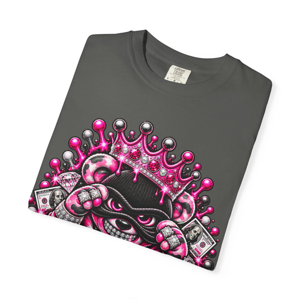 Unisex Garment-Dyed T-shirt-PINK CROWN MASK LOGO GLOCK -SCUMMIEBEARZ™