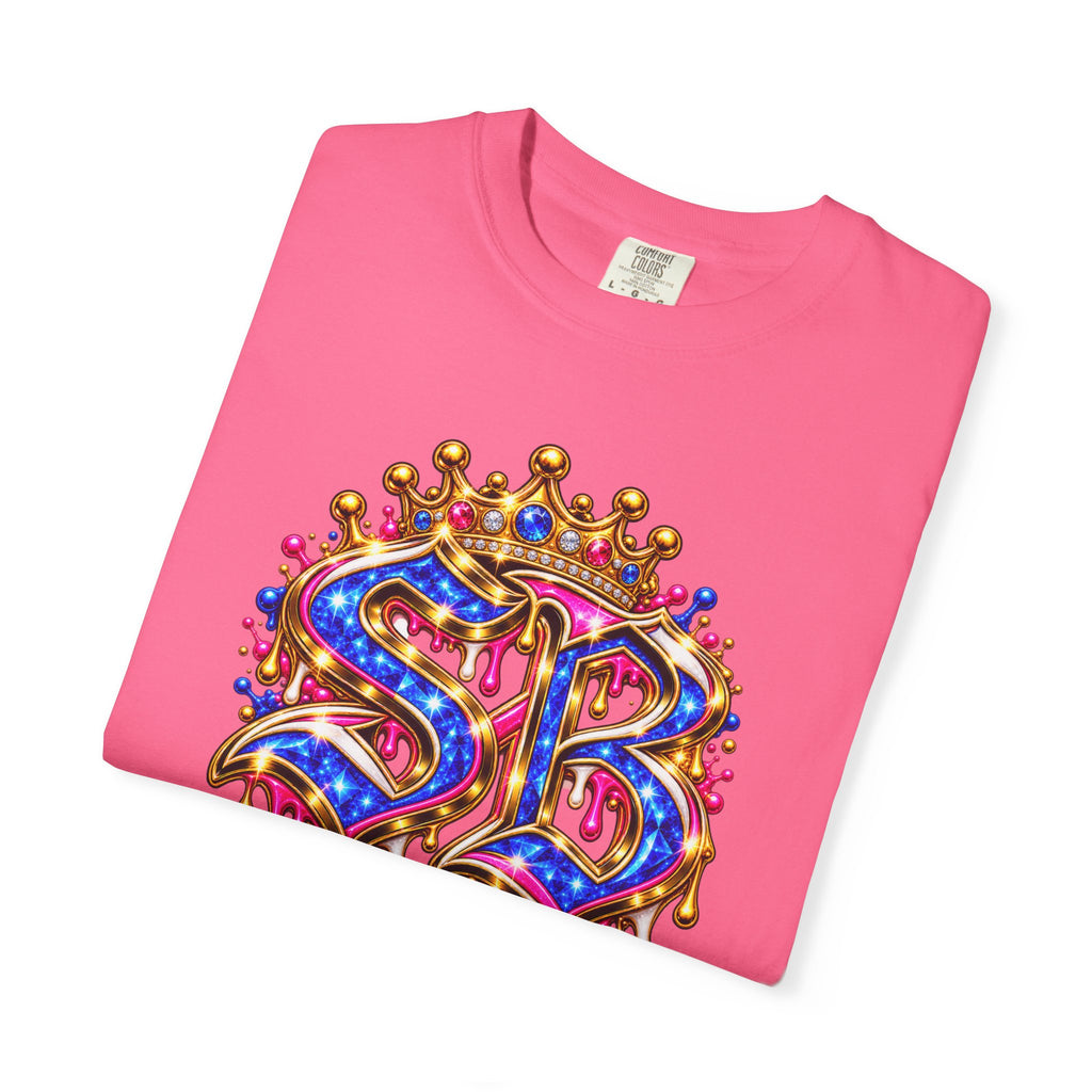 Unisex Garment-Dyed T-shirt-BLUE&PINK CROWN SB LOGO ARMED WITH FAITH-SCUMMIEBEARZ™