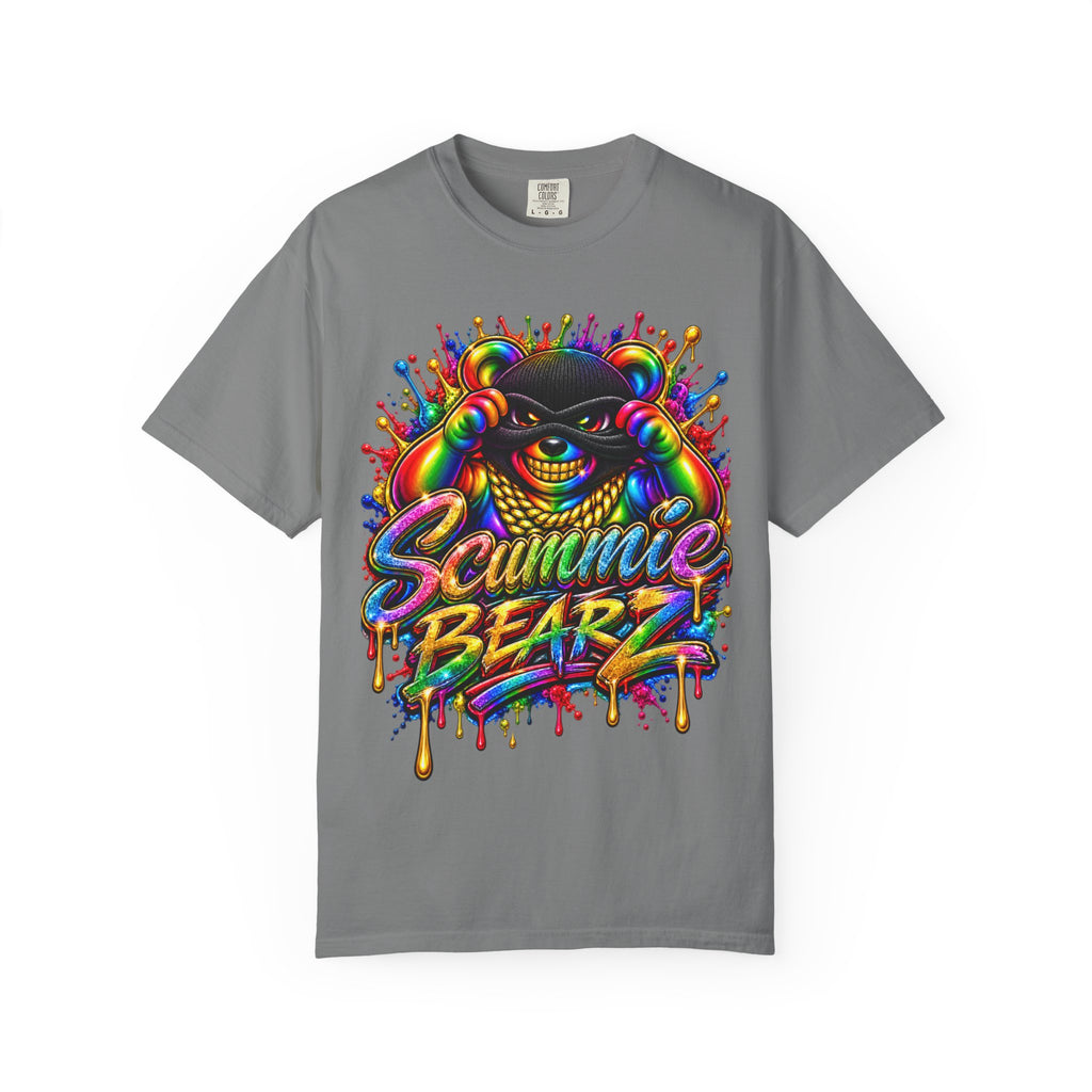 Unisex Garment-Dyed T-shirt-RAINBOW MASK LOGO GLOCK SB CROWN LOGO-SCUMMIEBEARZ™